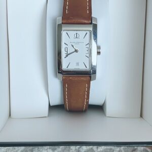 Baume & Mercier Women's Brown Leather Strap Rectangular Watch